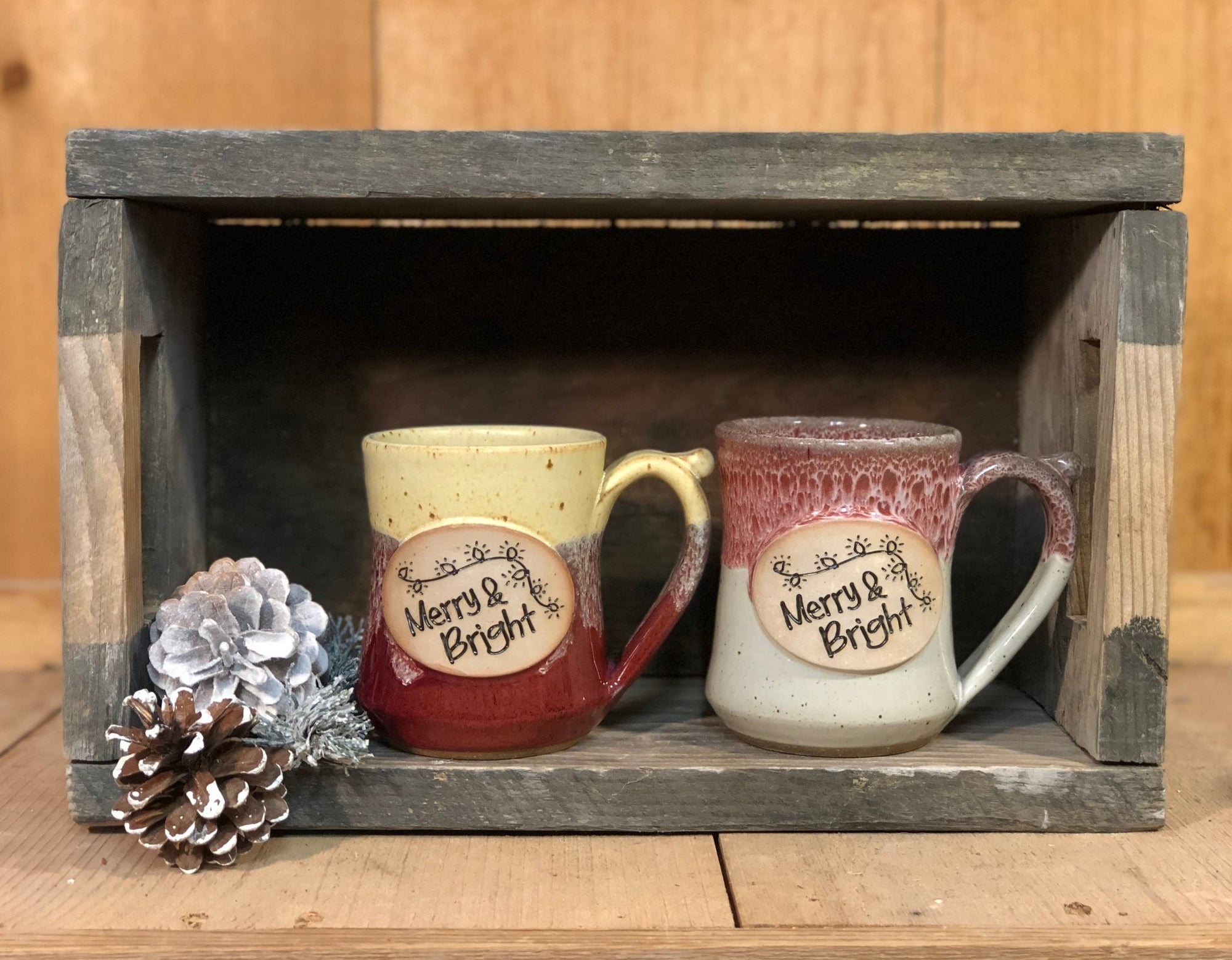 Merry & Bright Mugs - Alewine Pottery 