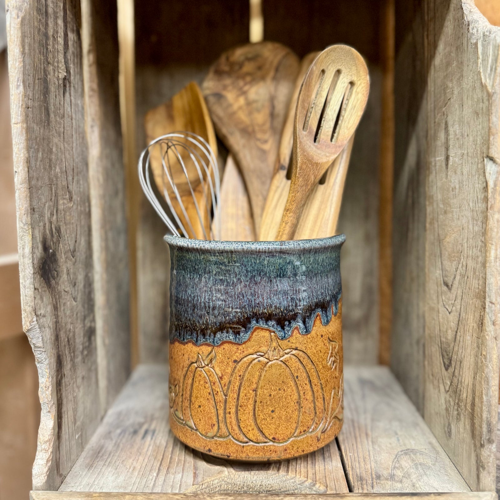 Pumpkin Utensil Jar {Autumn Storm}