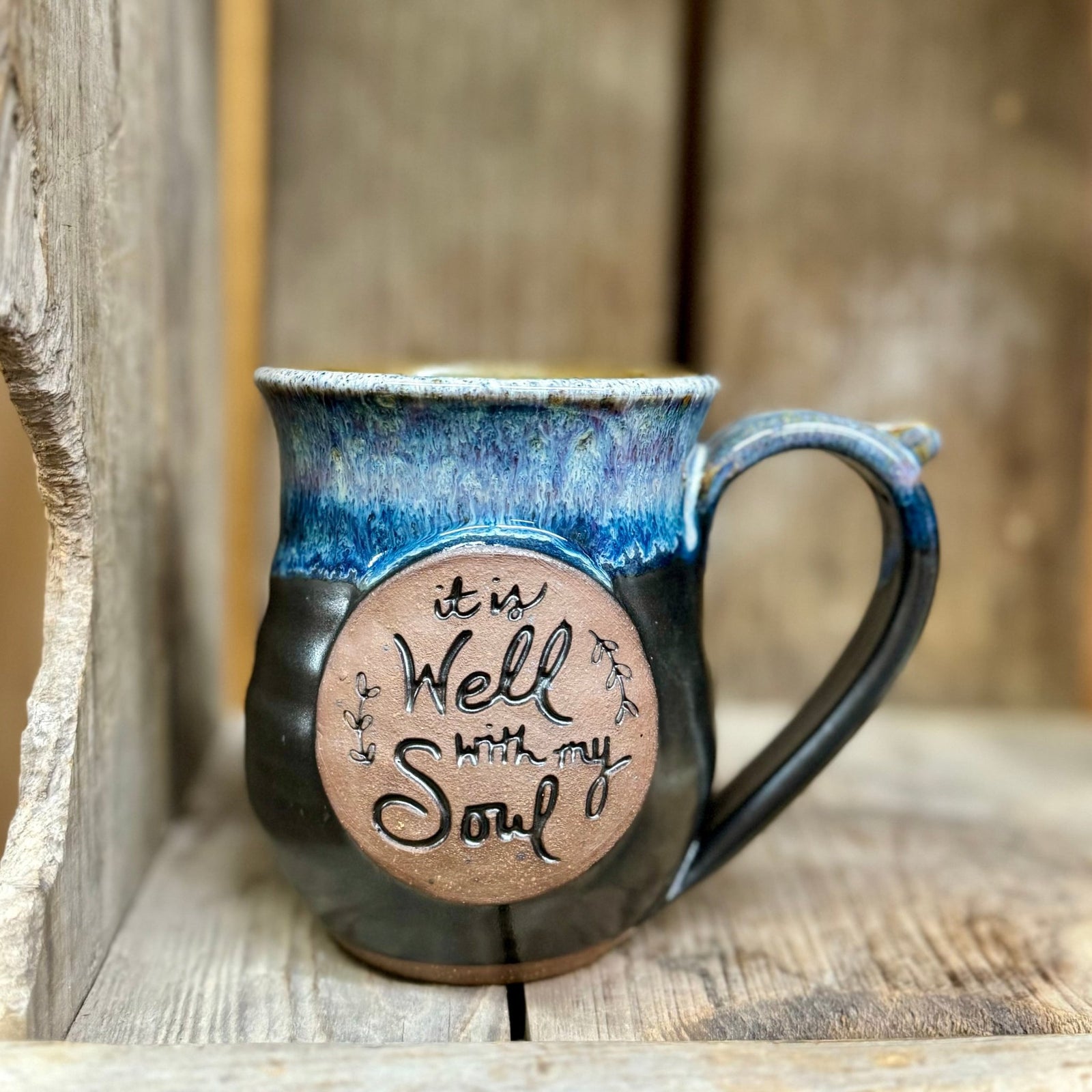 It is Well Mug {Black and Blue}