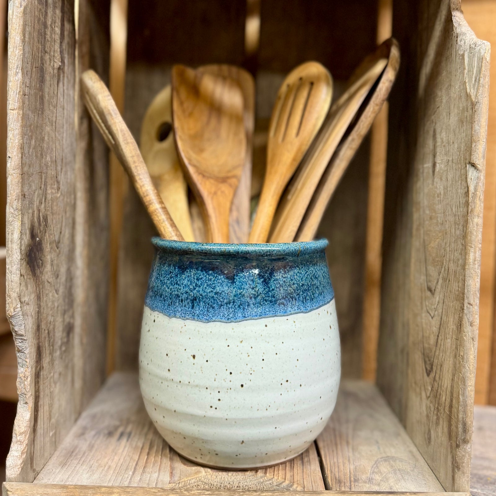 Round Utensil Holder {Blue Jay}