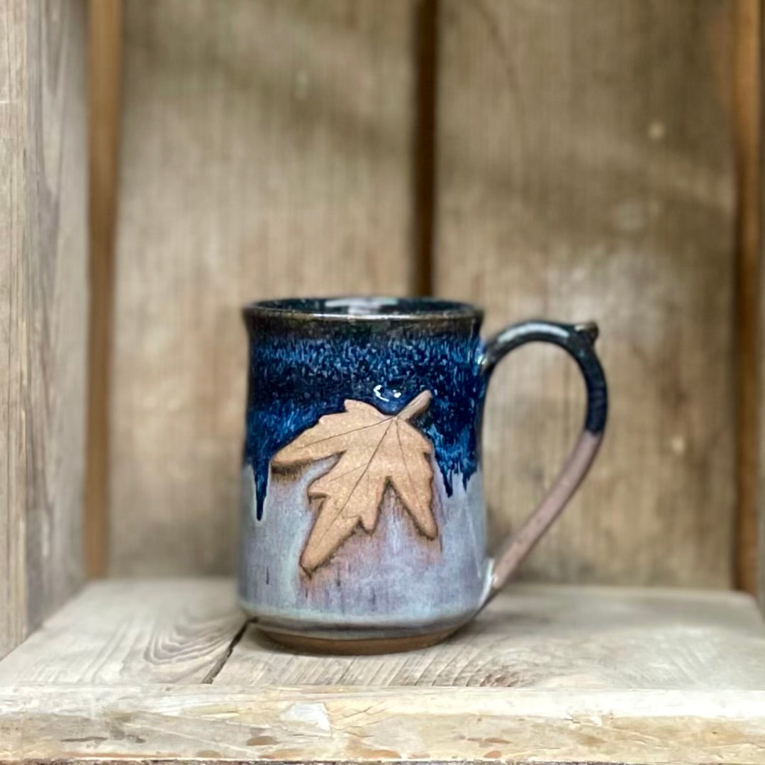 Large Leaf Mug {The Blues }