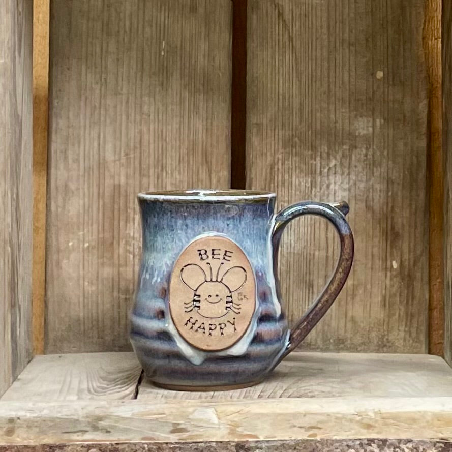 GK Bee Happy Mug {Smoky Blue}