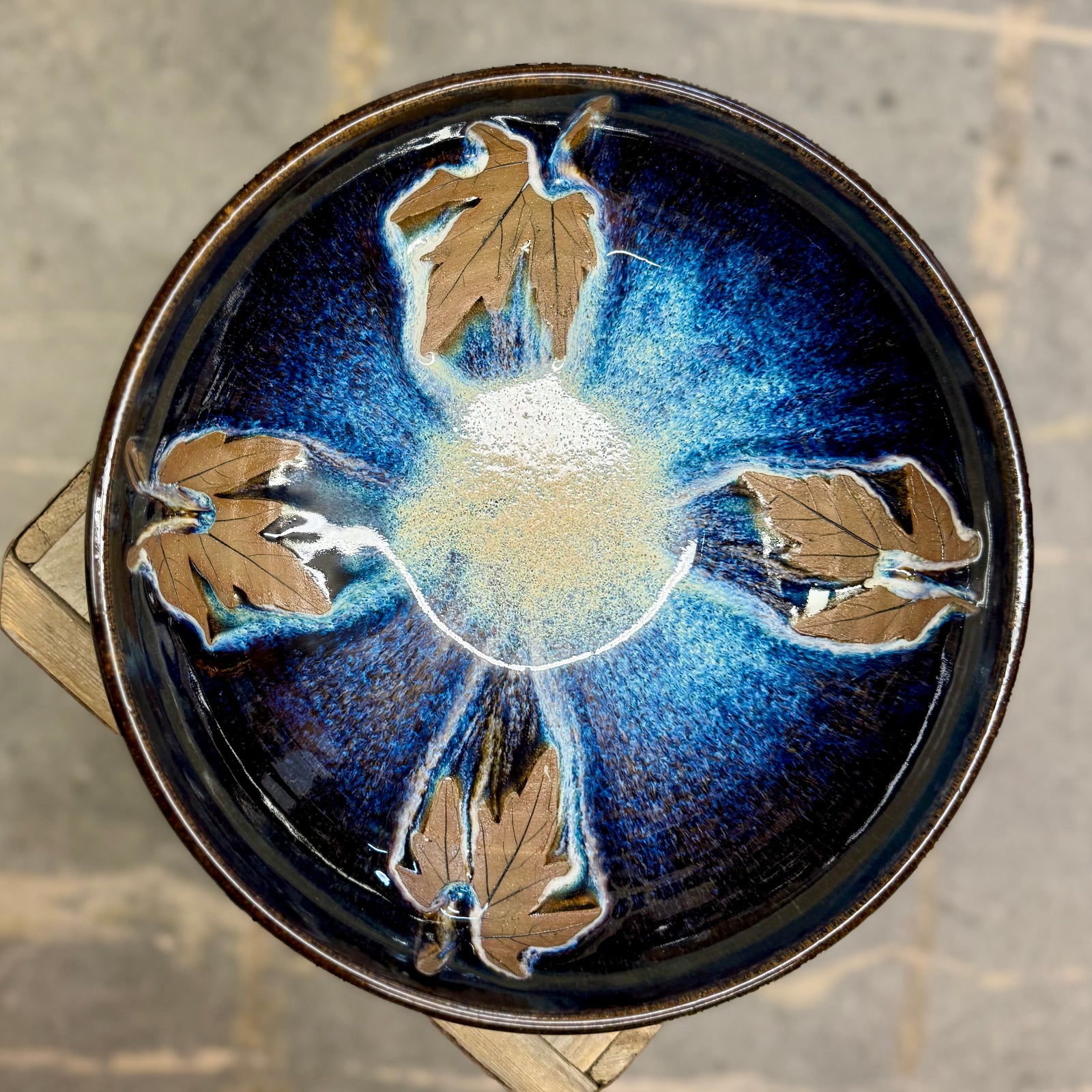 Large Decorative Leaf Bowl {Dark Night}