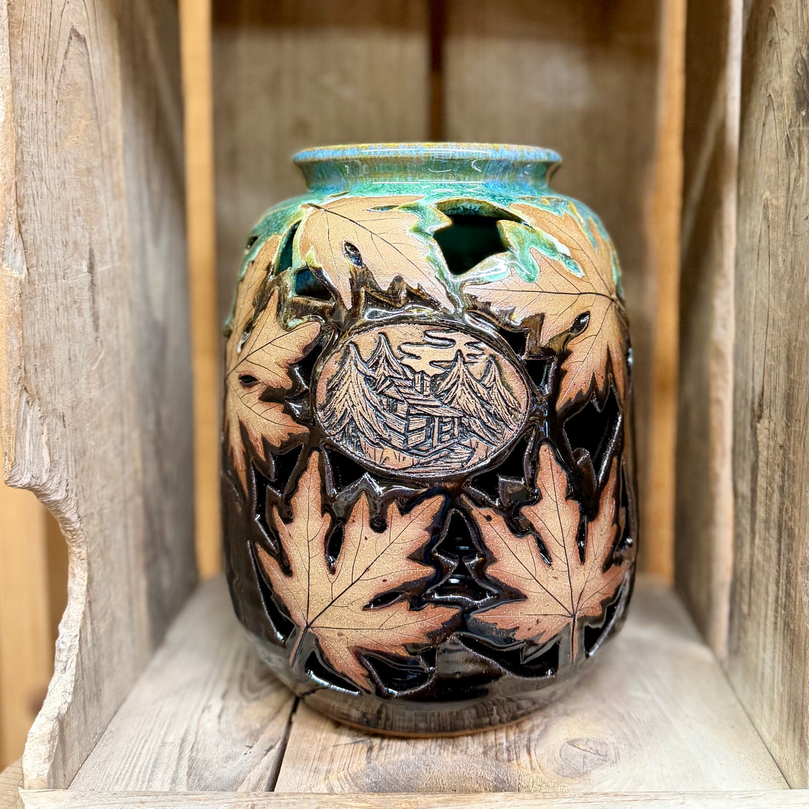 Cabin and Leaf Luminary {Chimney Rock}