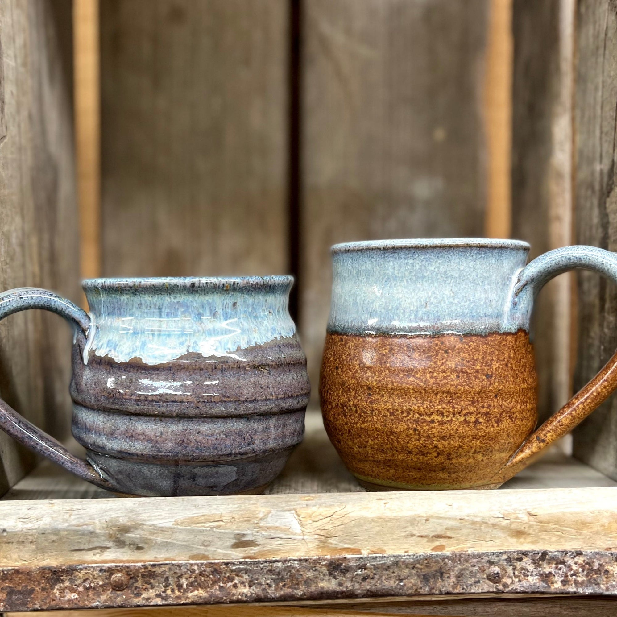 Mug Set of 2 {Smoky Blue + Pan for Gold}