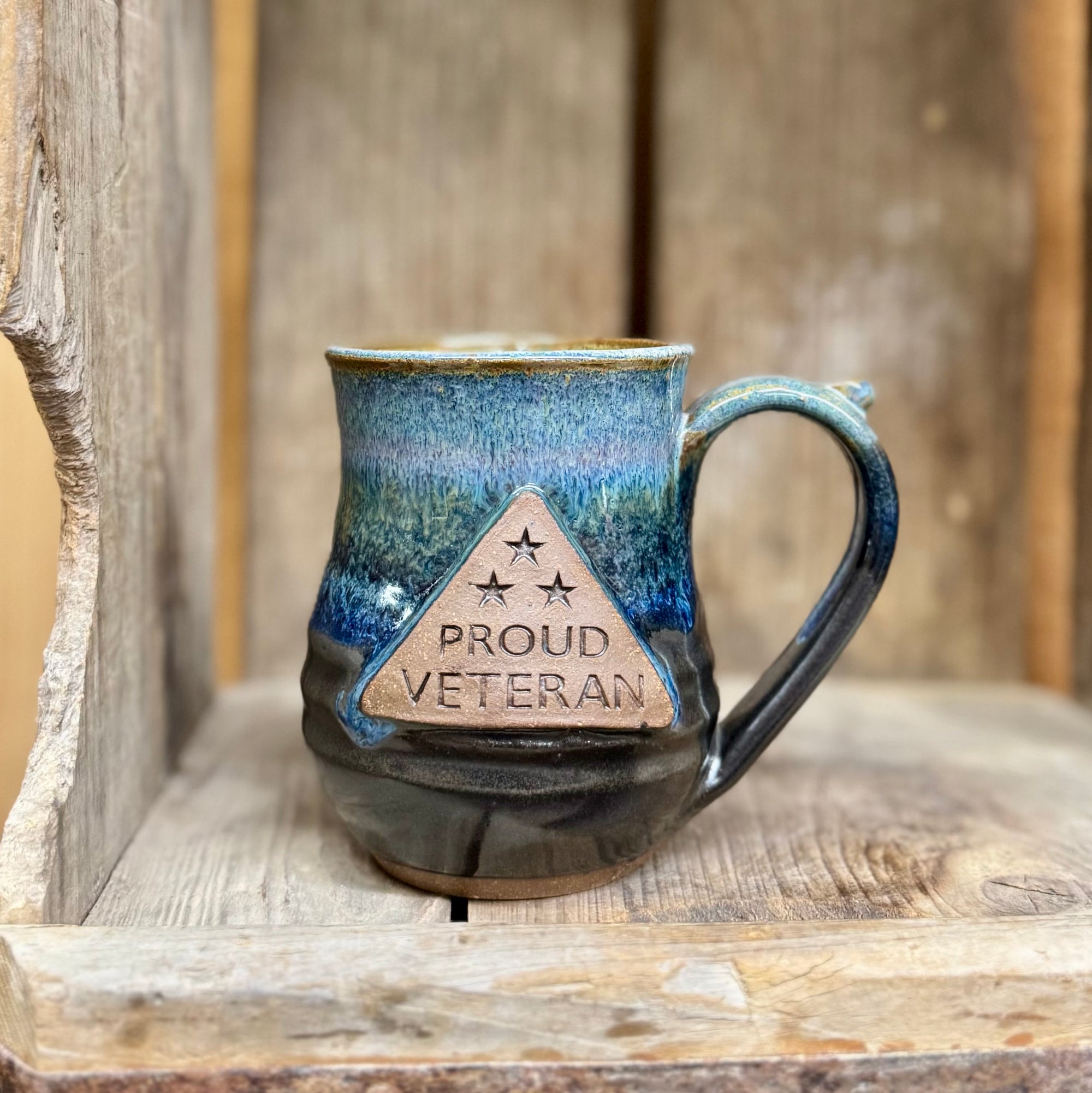 Proud Veteran Mug {Black and Blue}