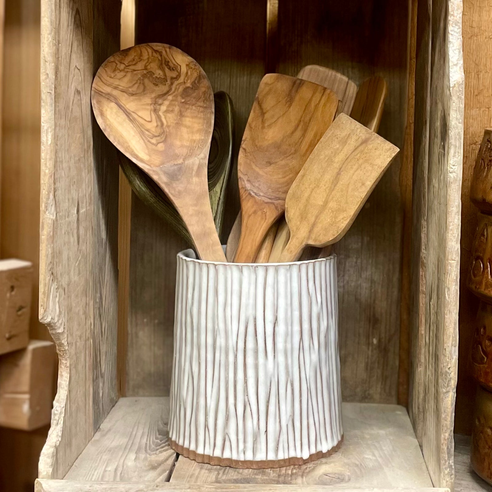 Appalachian Collection Utensil Holder {Bark, Classic White}