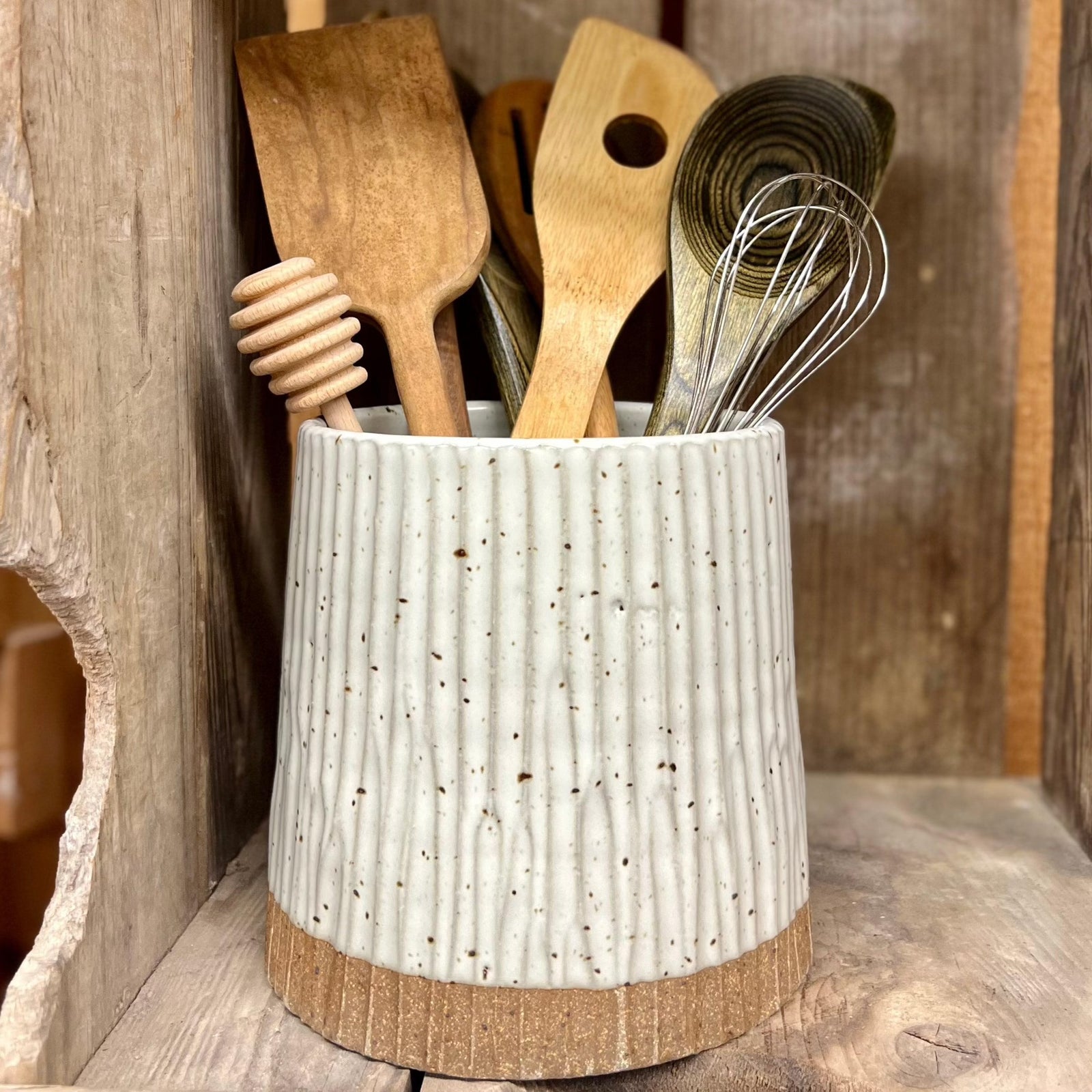 Appalachian Collection Utensil Jar {Bark, Classic White}