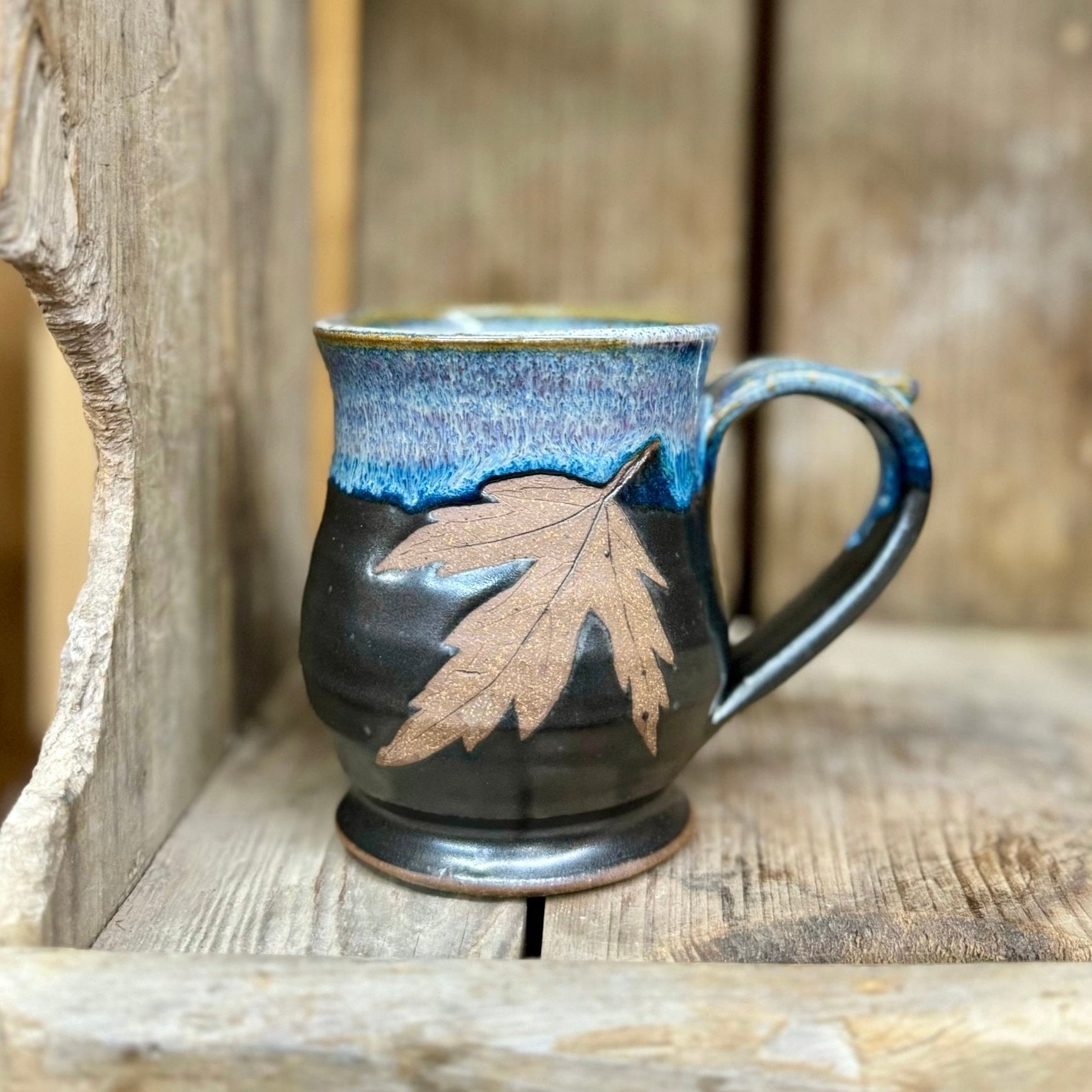 Fancy Leaf Mug {Black and Blue}