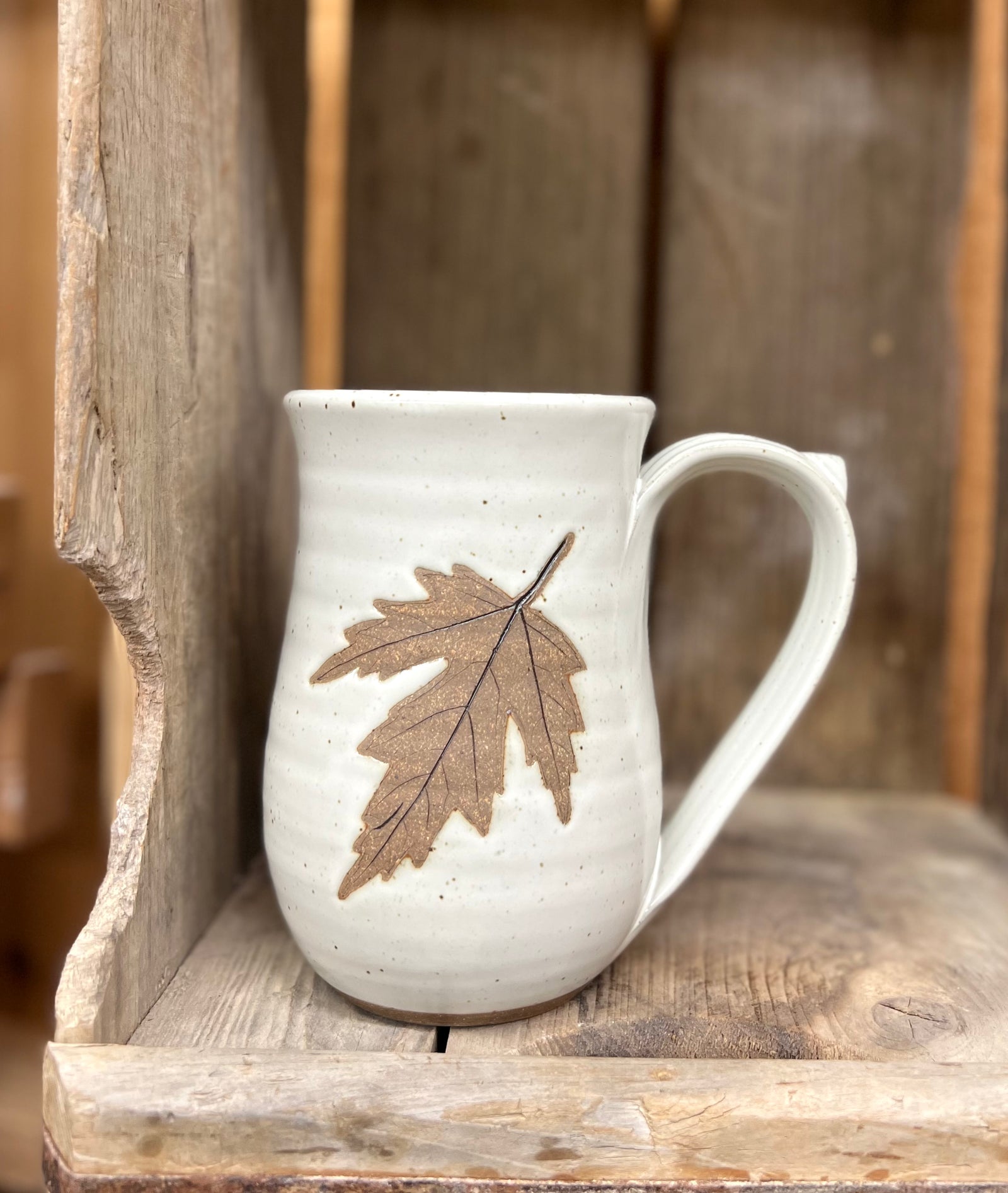 Round Leaf Stein {Classic White}