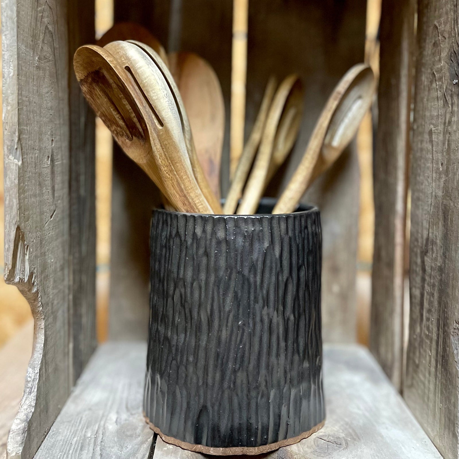 Appalachian Collection Utensil Jar {Bark, Black Bear}