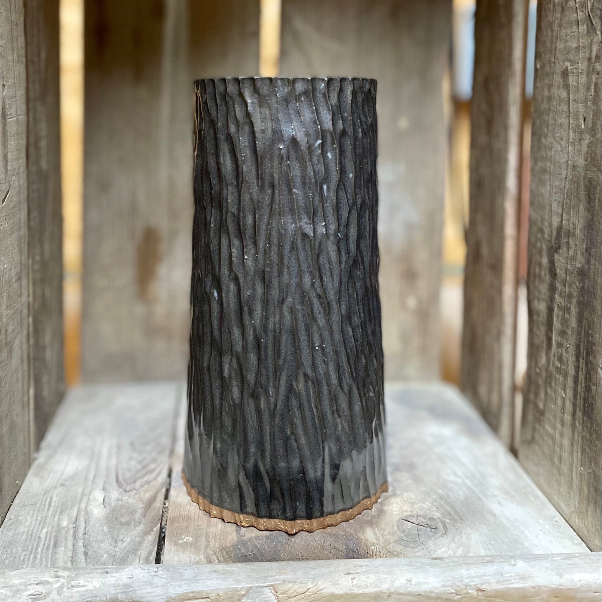 Appalachian Collection Large Cylinder Vase {Black Bear Bark}